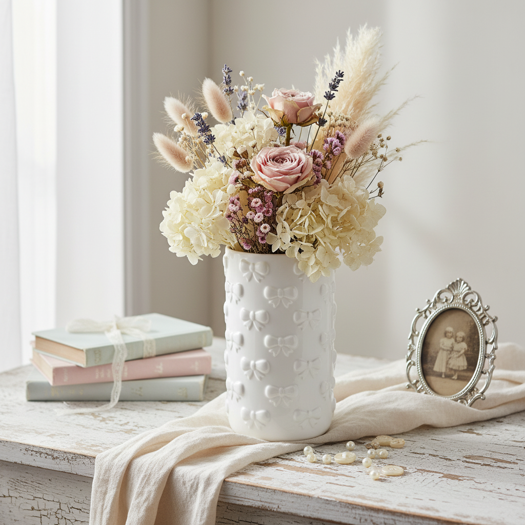 Vaso bianco shabby chic 1:1