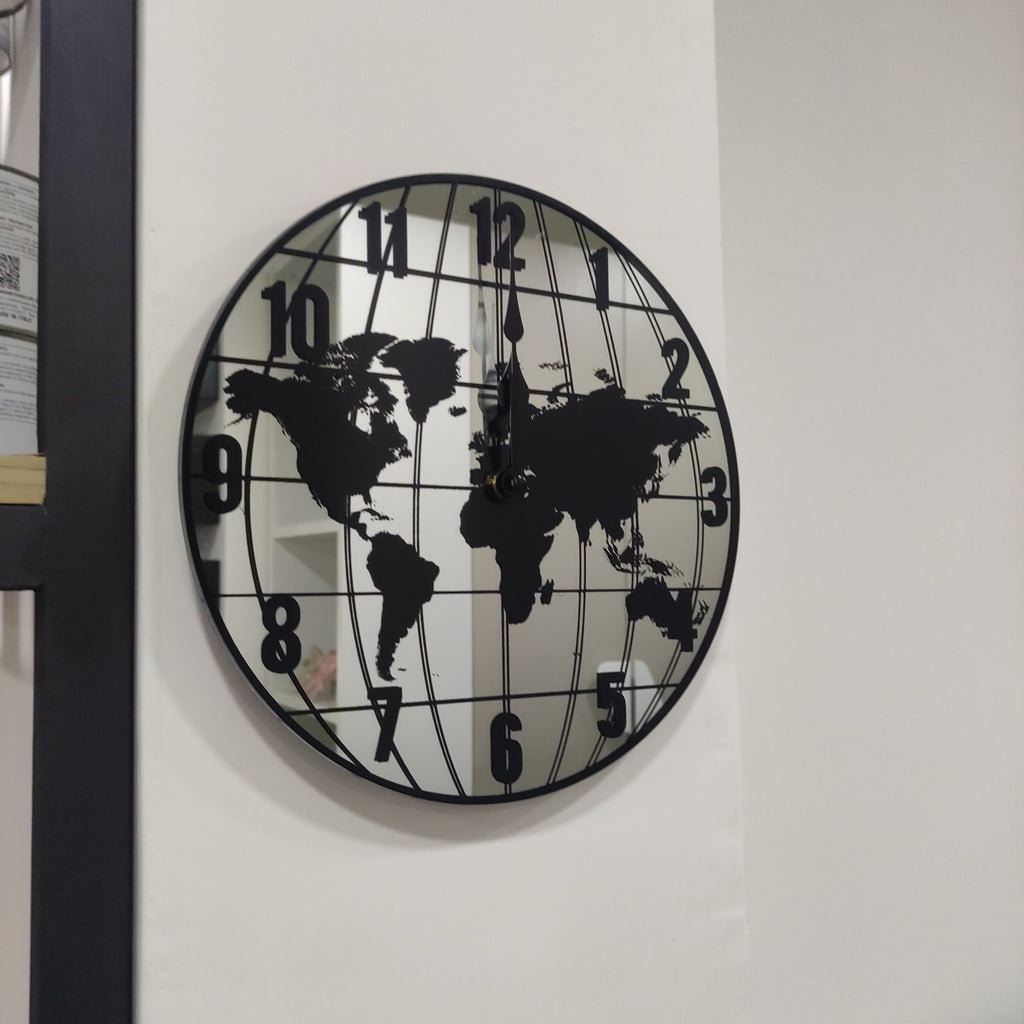 Orologio da Parete a Specchio con Planisfero – Ø 30 cm