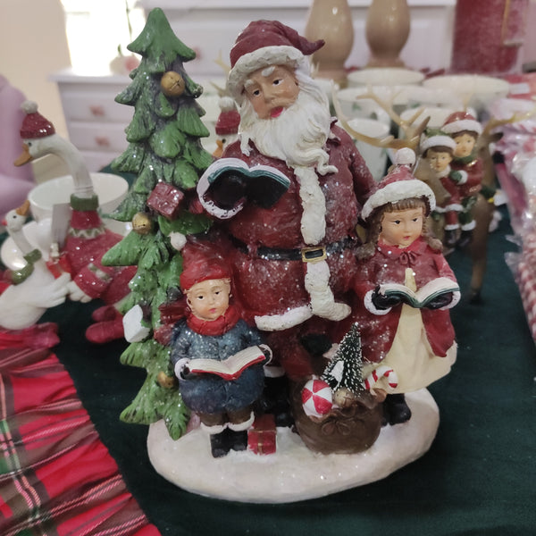 Decorazione natalizia Statuina Babbo Natale con bambini