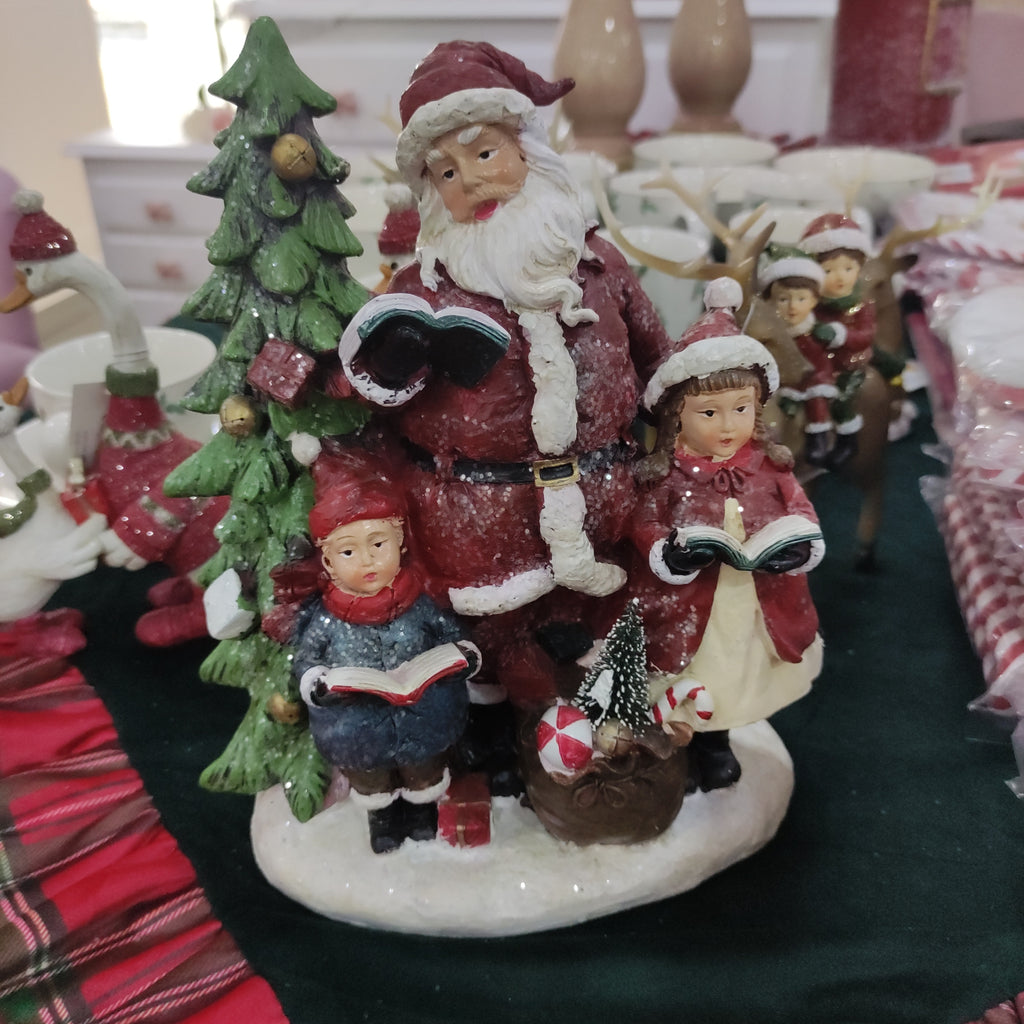 Decorazione natalizia Statuina Babbo Natale con bambini