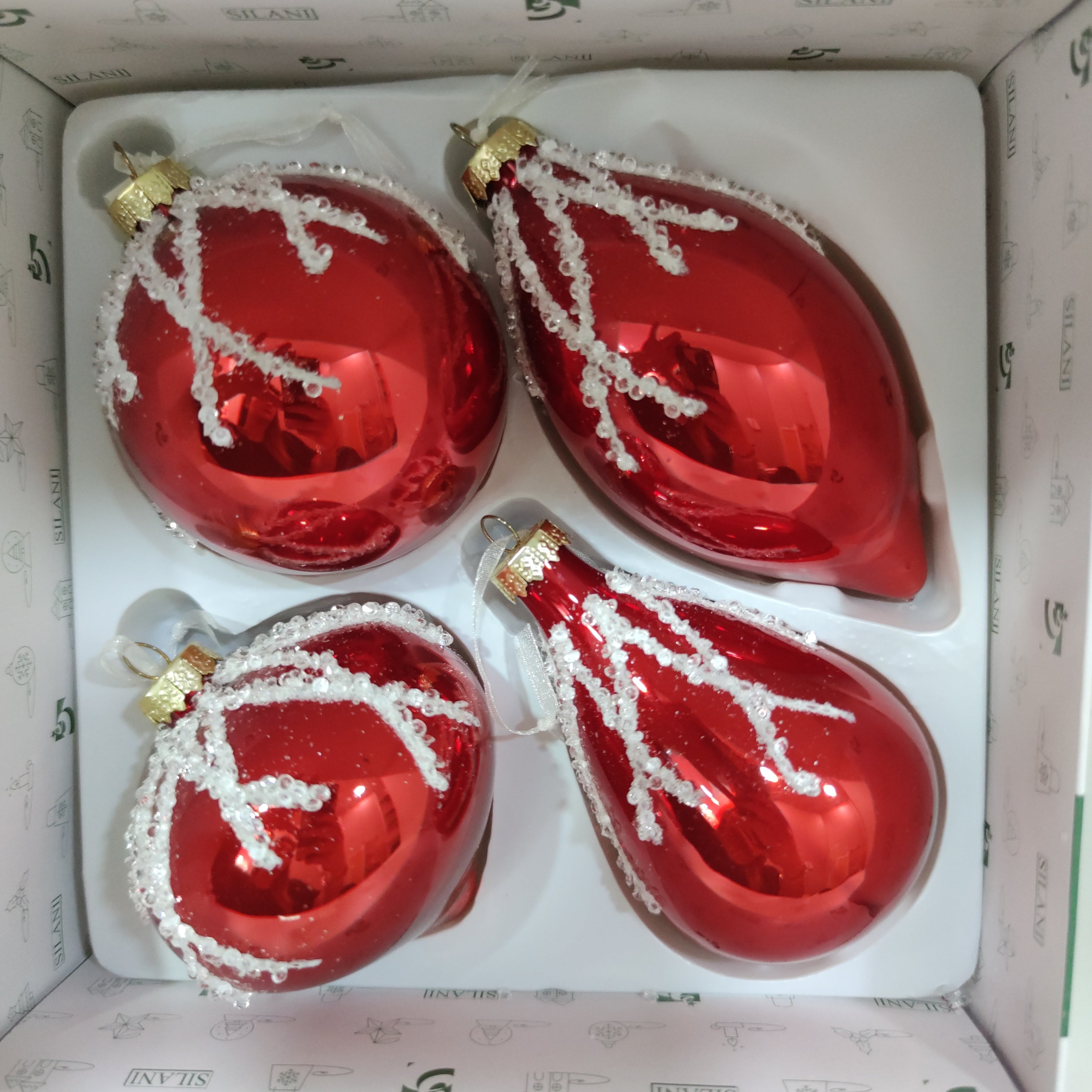 Set 4 palline in vetro per albero di natale