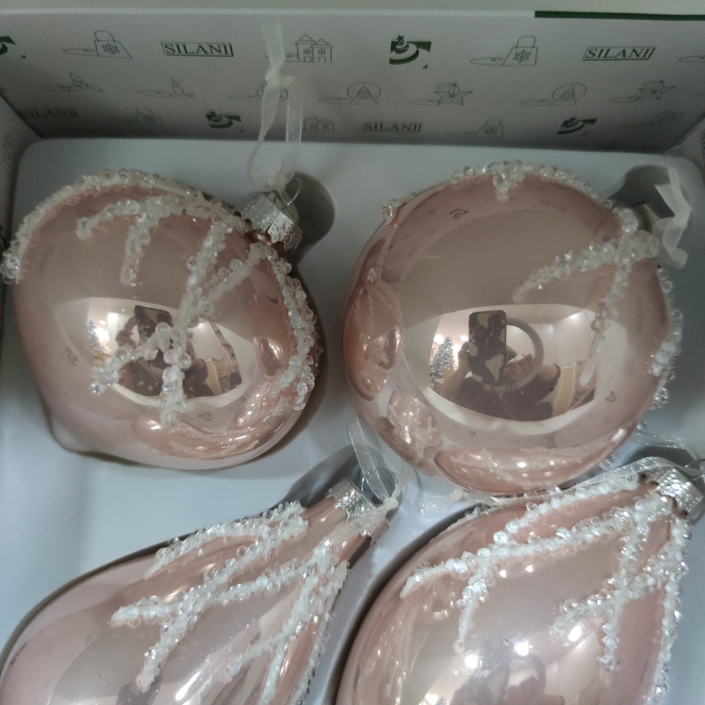 Set 4 palline in vetro per albero di natale
