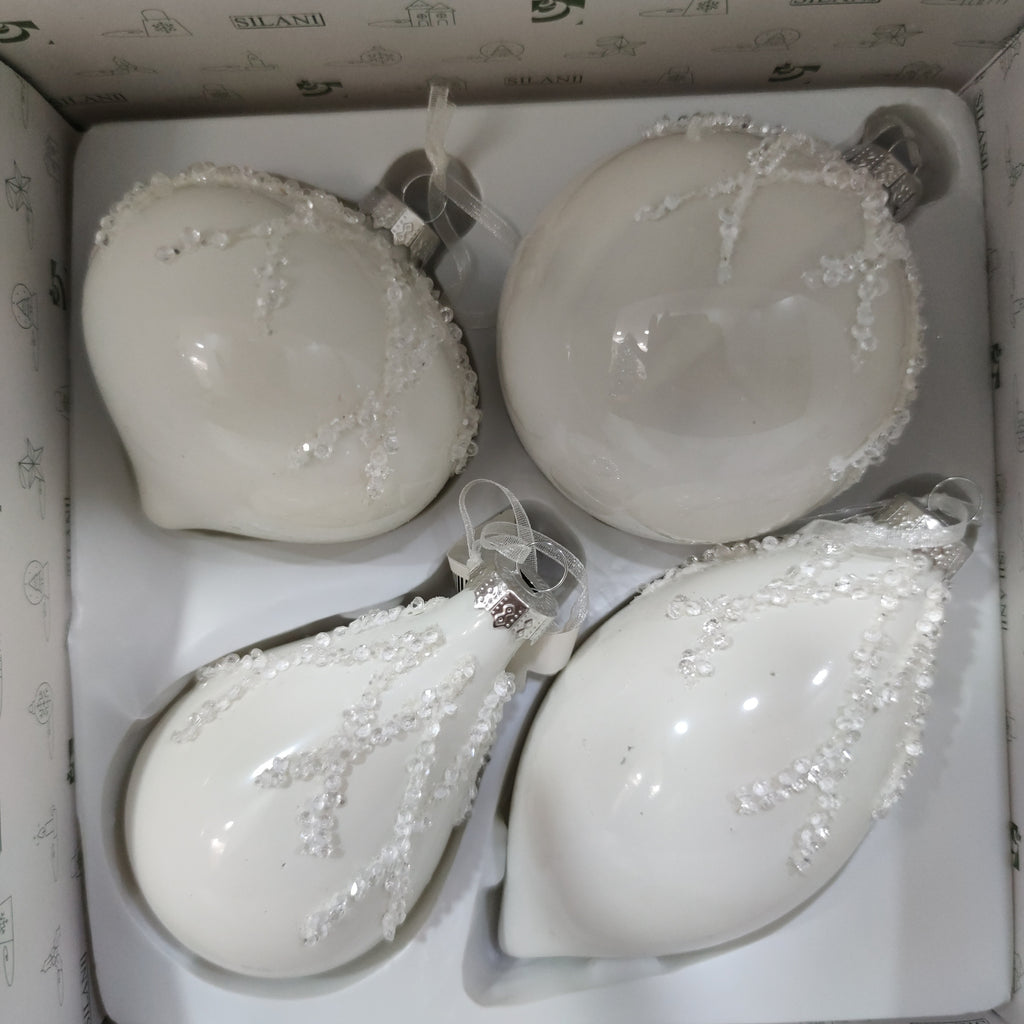 Set 4 palline in vetro per albero di natale