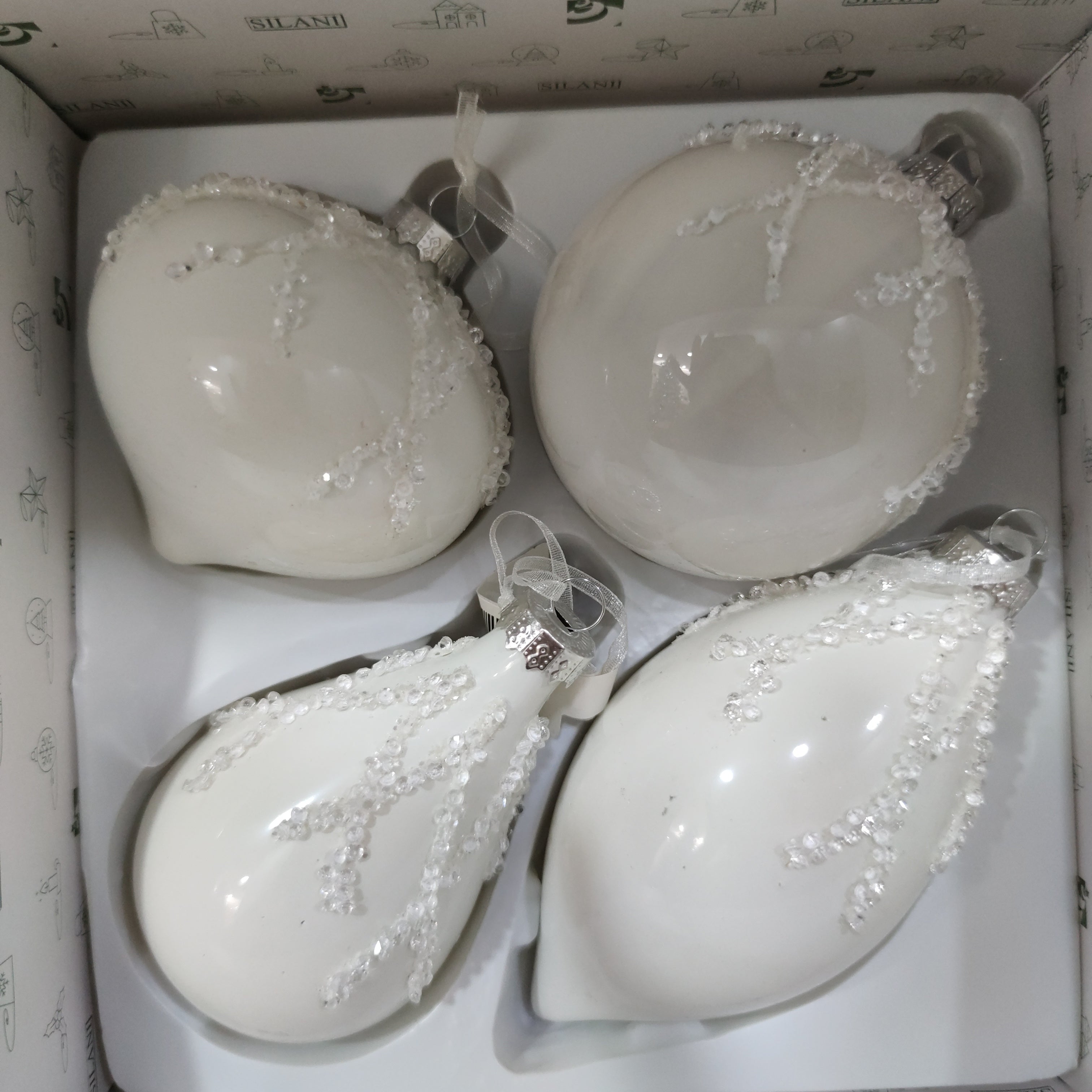 Set 4 palline in vetro per albero di natale