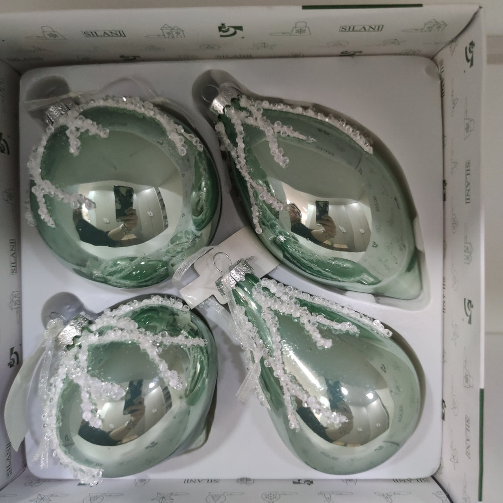 Set 4 palline in vetro per albero di natale