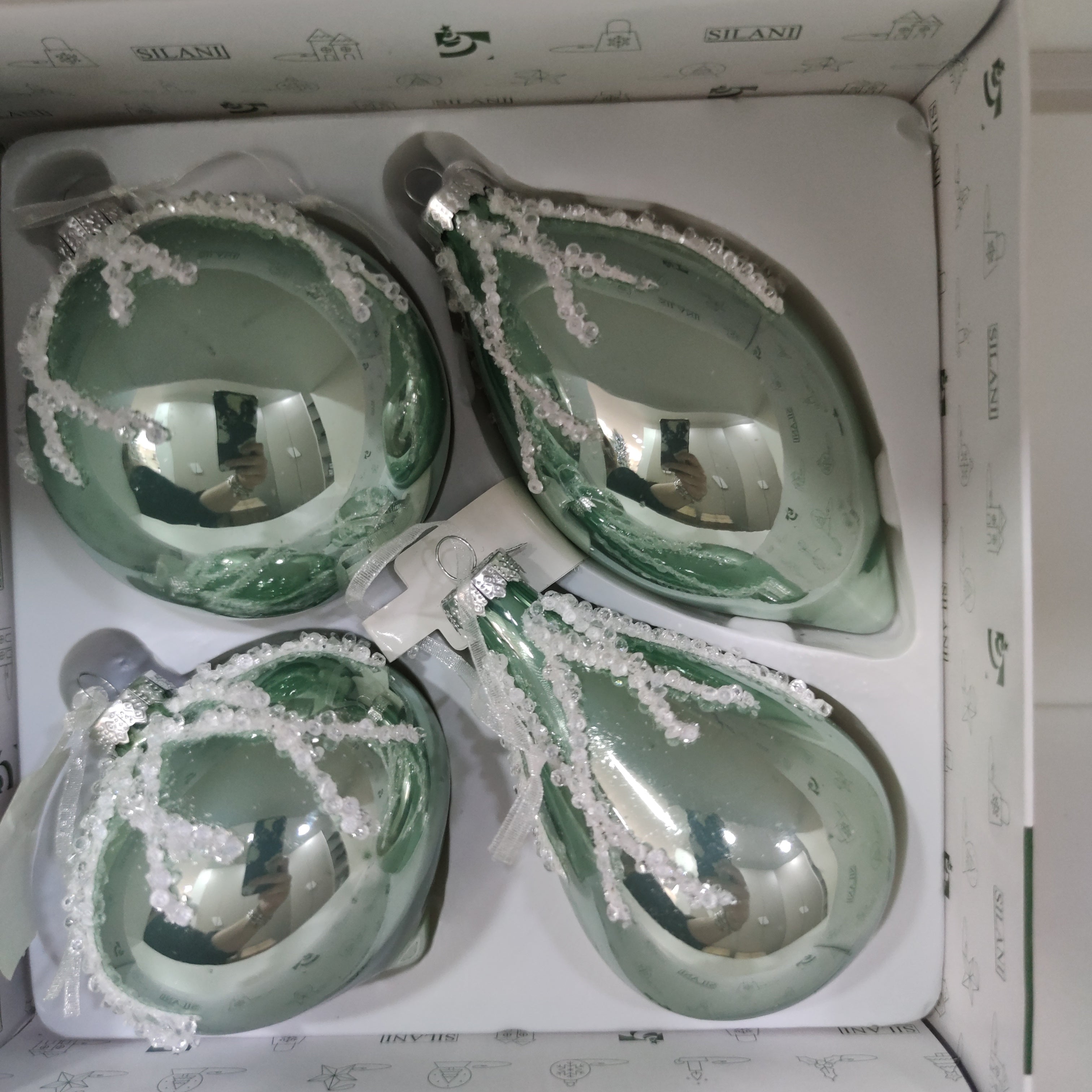 Set 4 palline in vetro per albero di natale
