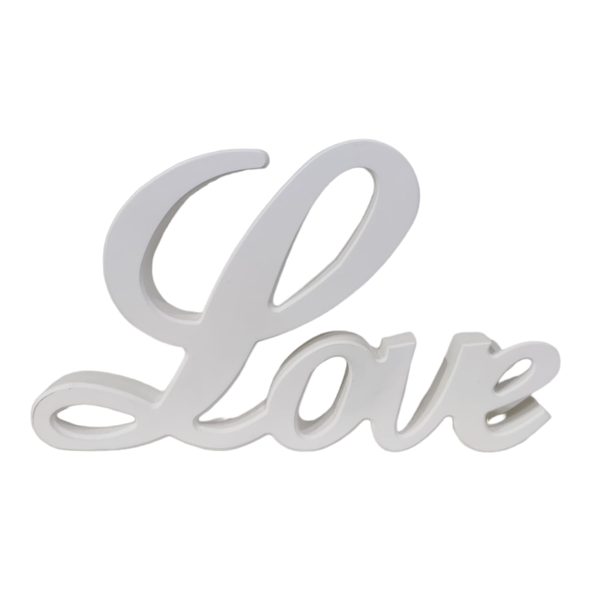 L'arte di nacchi Scritta in legno "Love" bianca