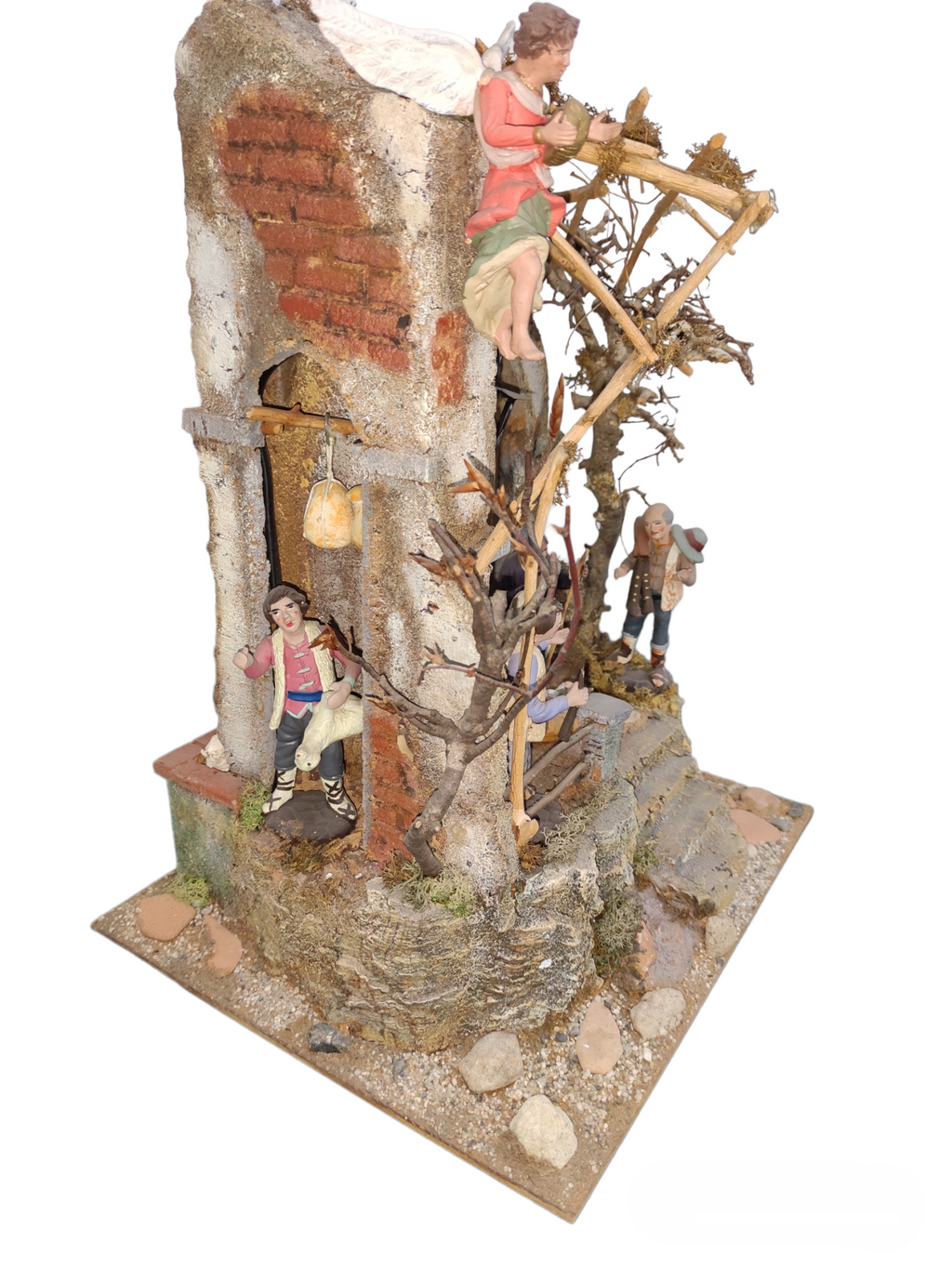 Presepe 360° con pastori in terracotta