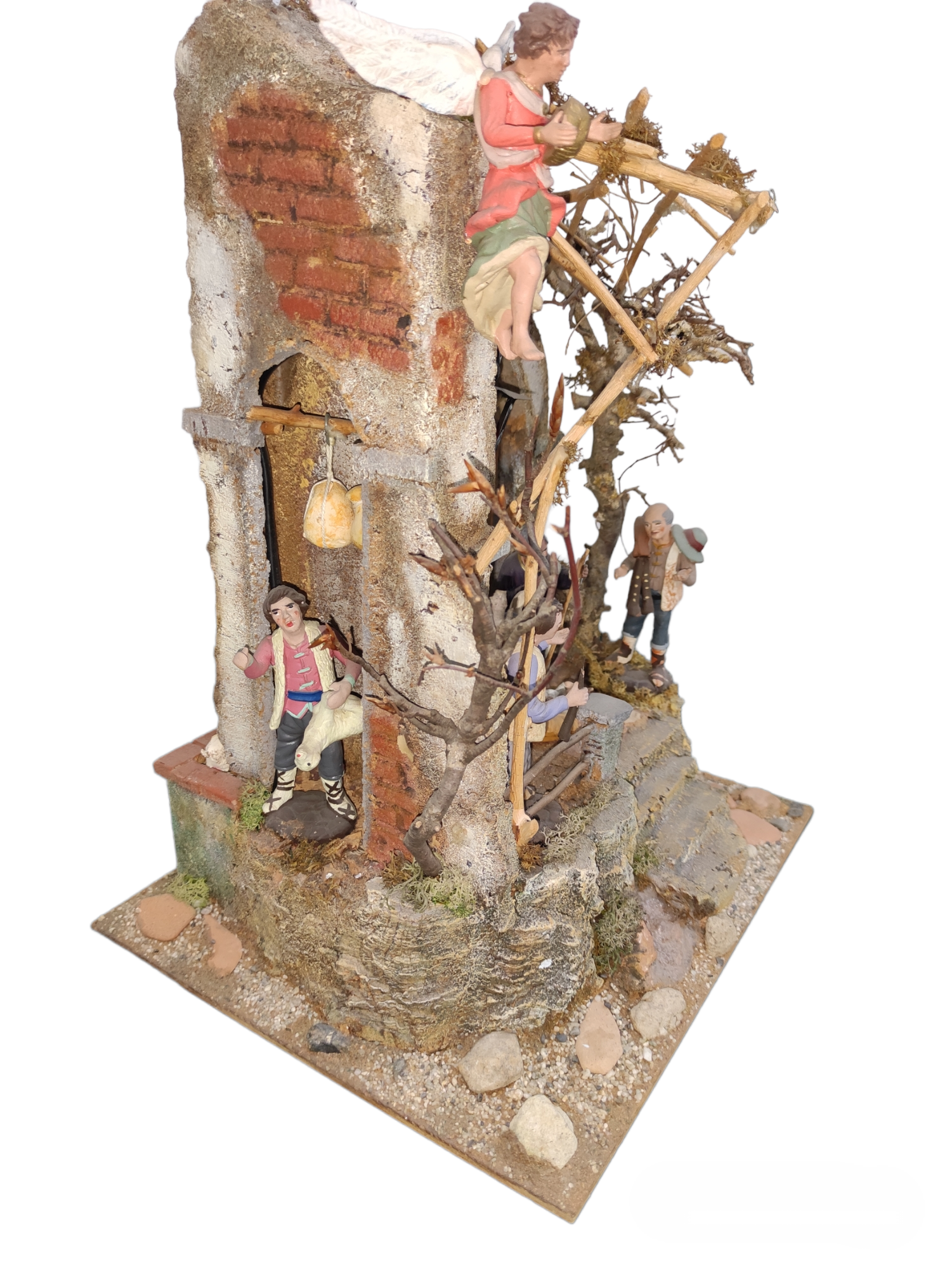 Presepe 360° con pastori in terracotta