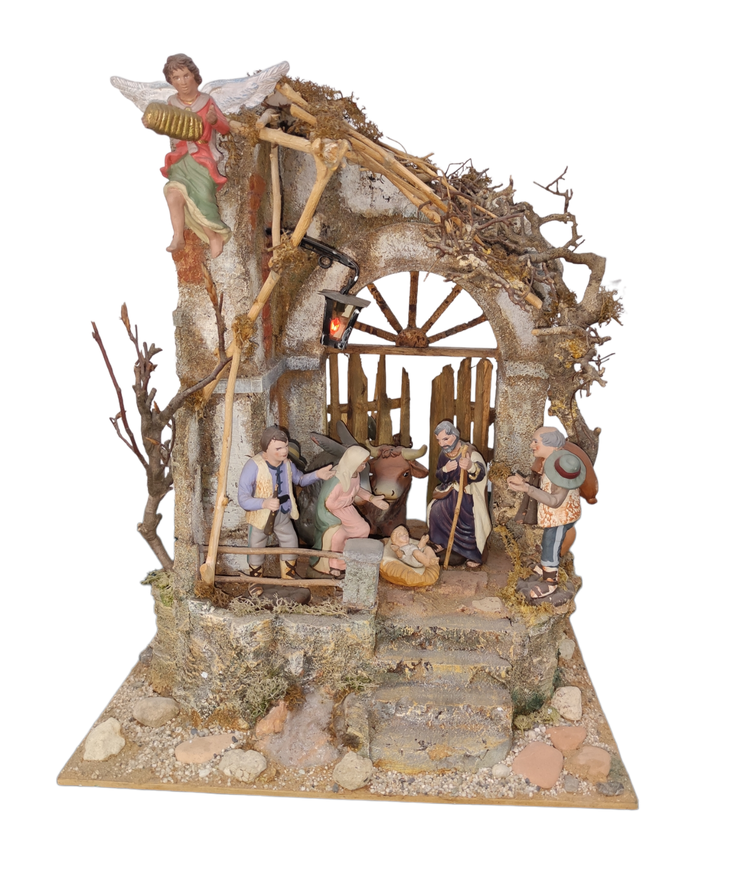 Presepe 360° con pastori in terracotta