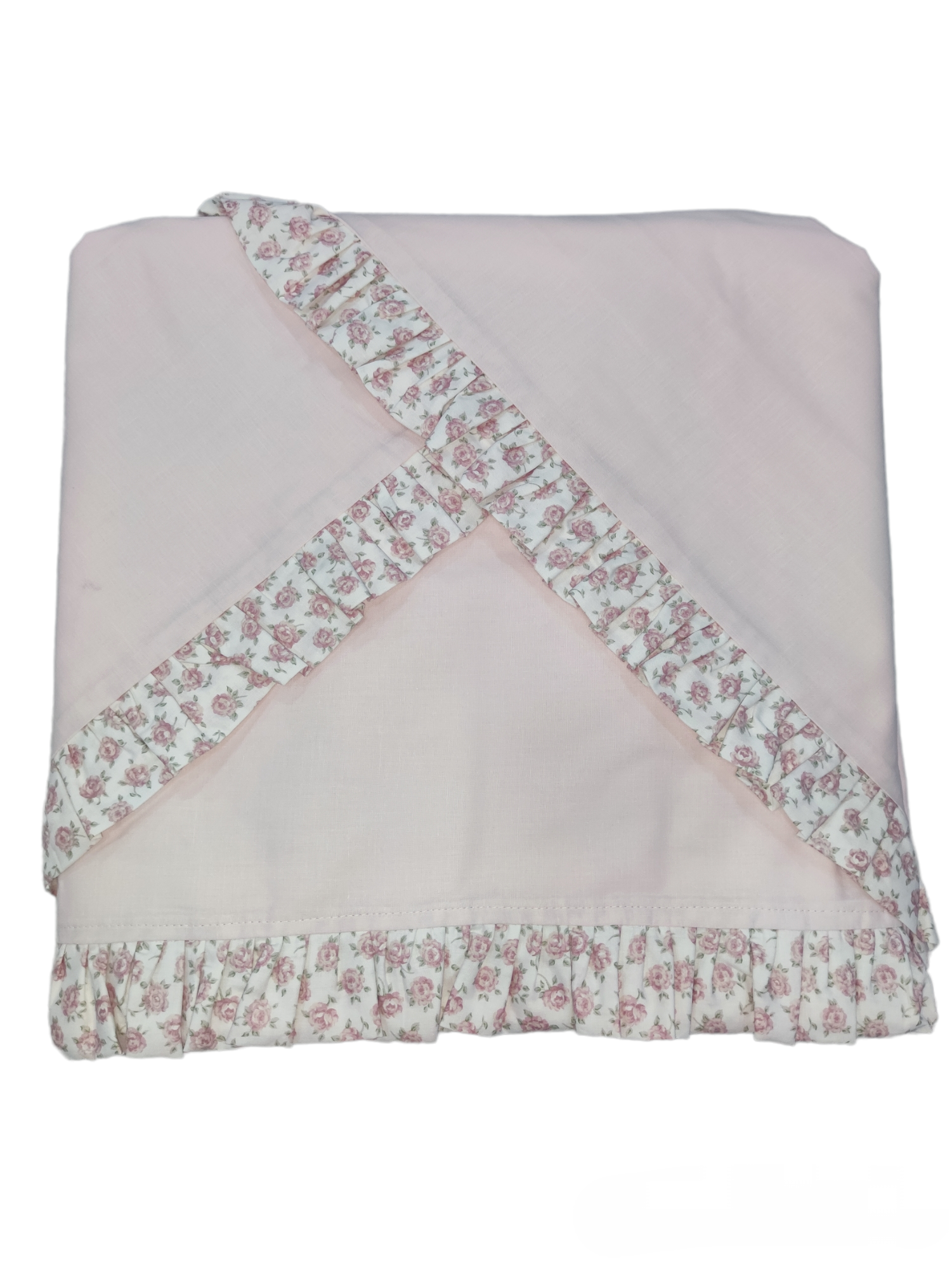 Completo lenzuola matrimoniale "Primavera" con frill a fiorellini