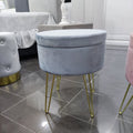 Pouf Contenitore in Velluto con Piedi Dorati