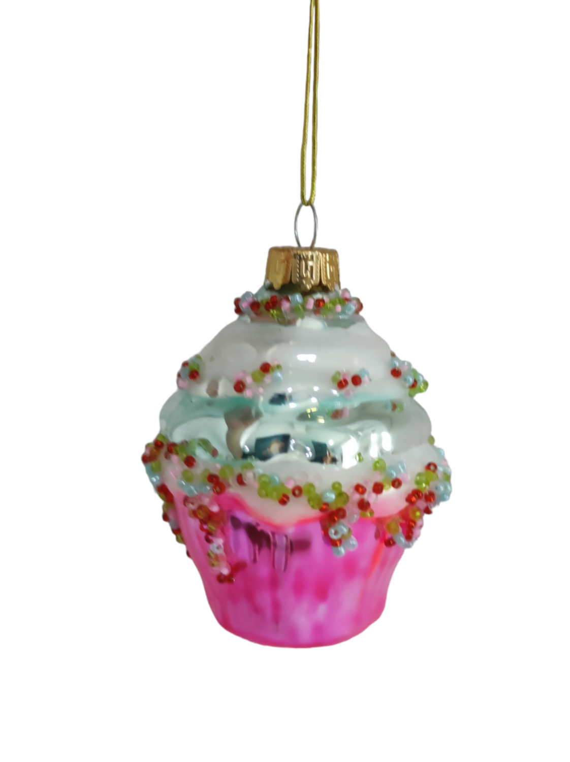 Addobbo Natalizio in Vetro "Cupcake" – Decorazione Albero di Natale 9 cm
