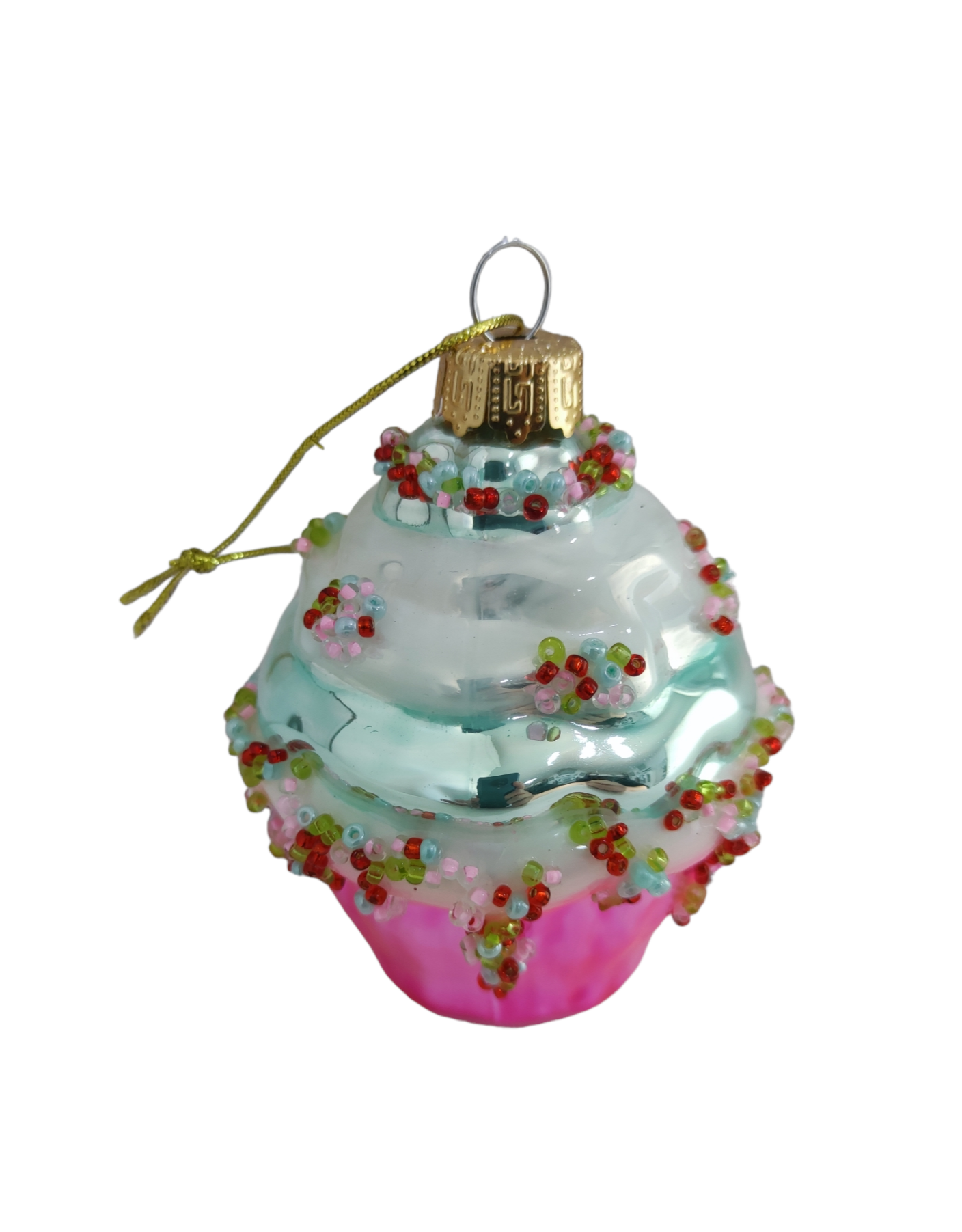 Addobbo Natalizio in Vetro "Cupcake" – Decorazione Albero di Natale 9 cm