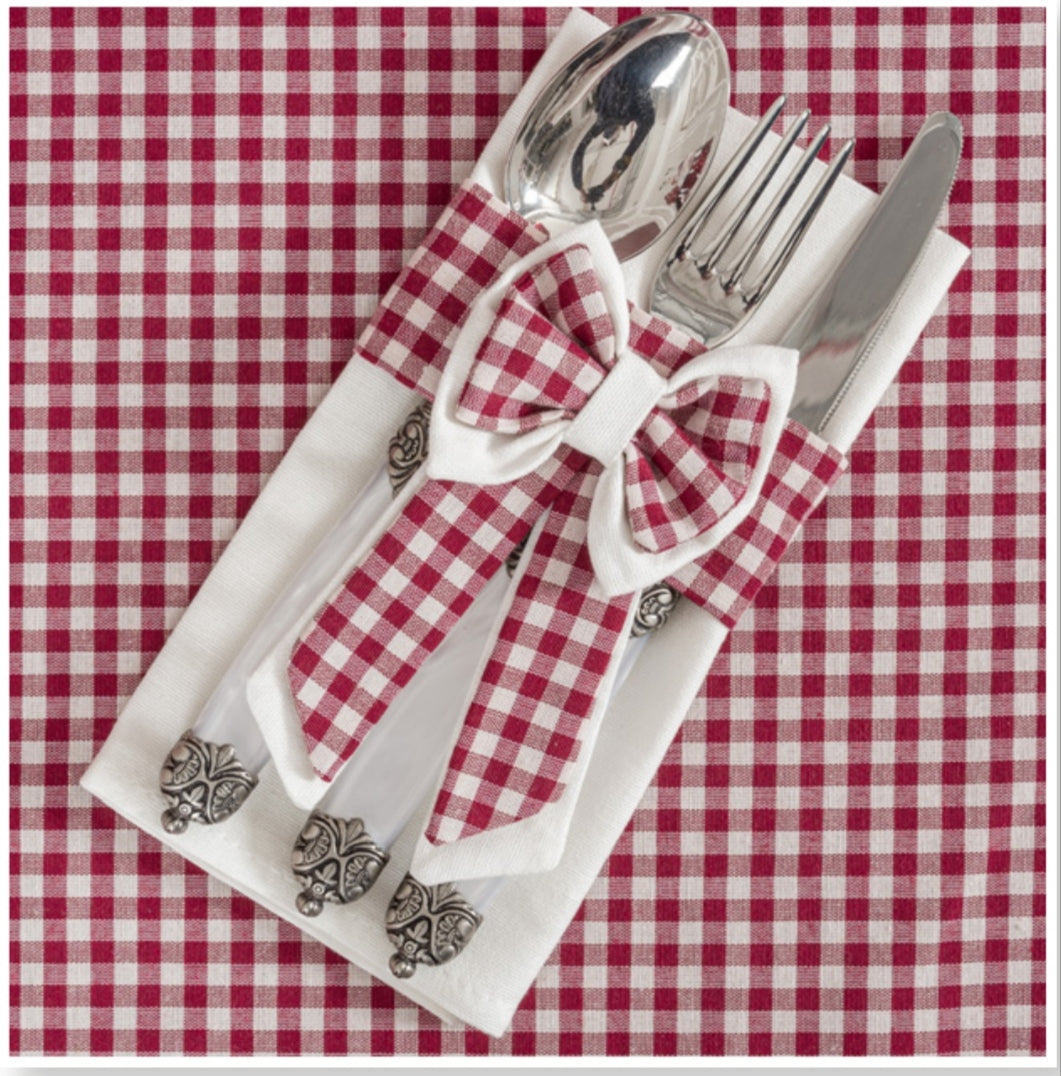 Tovaglia/Runner/ Tovagliolo Country Red con meravigliose balze e fiocchi