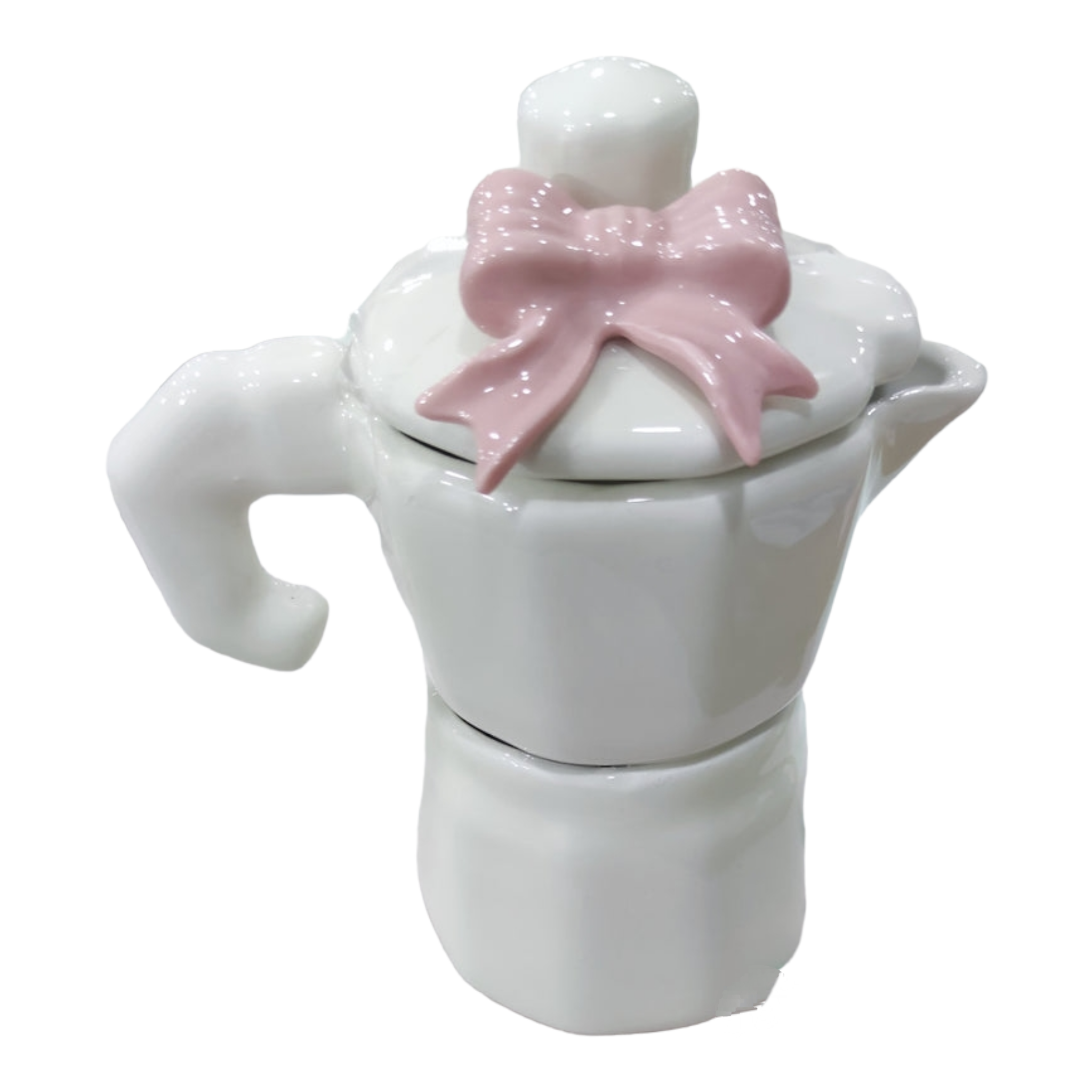 Caffettiera in ceramica con fiocco