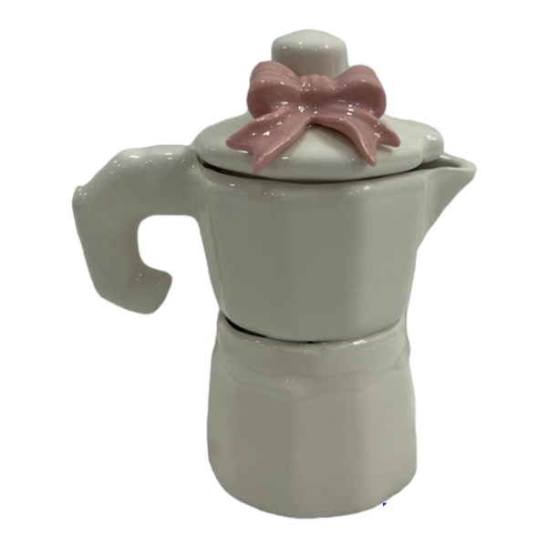 Caffettiera in ceramica con fiocco